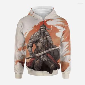 Sudaderas con capucha para hombre Elden Ring Game Impresión 3D Otoño Sudadera con cremallera Hombres Mujeres Niños Moda Estilo Harajuku Abrigo informal Unisex Sudadera fresca