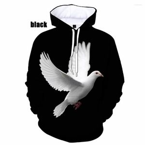 Sudaderas con capucha para hombre Moda pájaros Paloma Impresión 3D Hombres Mujeres Sudadera con capucha informal Hermoso jersey unisex con capucha de gran tamaño