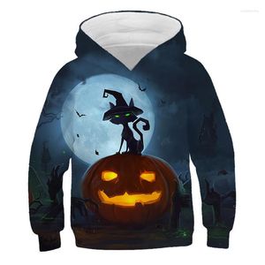 Sweats à capuche pour hommes Happy Halloween 2023 3D Digital Cartoon Printing Trouble Pumpkin Tree Halloween. Enfants de Pull
