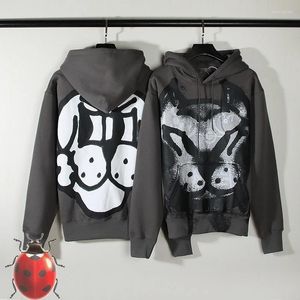 Sudaderas con capucha para hombre Hip Hop 2023, sudadera con capucha de lana con Graffiti y cabeza de perro de doble cara, jersey de moda de invierno