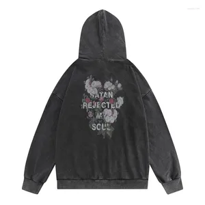 Sweat à capuche noir pour hommes, style Hip Hop, marque, printemps, manches longues, Vintage, vêtements hip-hop, automne 2024