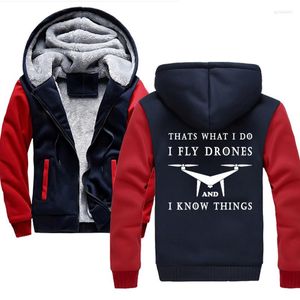 Hommes Hoodies I Drones Know Things Hommes Hiver Polaire Sweat Manteaux Veste Décontractée Vêtements Épais Chaud À Capuche Cardigan