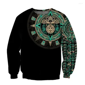 Sudaderas para hombres en 3D estampado en 3D Aztec guerrero sudadera Swearswear fresco Sportswear casual de mangas largas para capullos de capucha