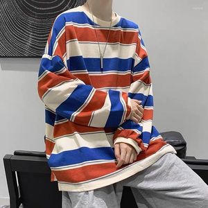 Sweats à capuche pour hommes Vêtements en coton coréen Sweat-shirt rayé Streetwear Pull ample Couple polyvalent à manches longues Vintage Sweat à capuche surdimensionné