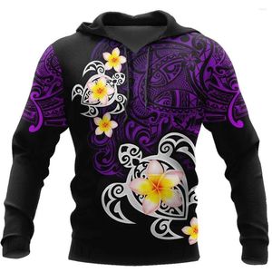 Sudaderas con Capucha para Hombre Tatuaje Polinesio Tortuga Púrpura Sudadera con Capucha Estampada En 3D para Hombre Y Mujer Sudadera con Cremallera Chaqueta Informal Chándal-3