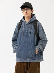 Sweats à capuche pour hommes Printemps Automne Femmes Veste Vintage Denim Sweat à capuche à manches longues Harajuku Y2K Pull Streetwear Hip Hop Vêtements d'extérieur