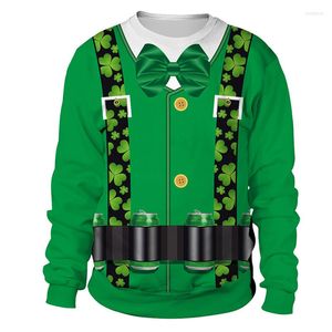 Sweats à capuche pour hommes St. Patrick's Day Hommes / Femmes Printemps Manches Longues Tops Sweat-shirt Imprimé Casual Irlande Vert Manteau Pull
