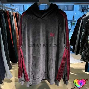 Sweats à capuche pour hommes Sweatshirts 2023 Gris Rouge Vintage Aiguilles Sweat à capuche Hommes Femmes 1 Sporty Velvet Tra AWGE Butterfly Pullsephemeralew