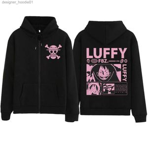 Sudaderas con capucha para hombre Sudaderas 2023 Hot Anime One Piece Luffy Sudadera con capucha con cremallera Sudadera de Halloween Harajuku Hip Hop Hombres Mujeres Fans Regalo Talla grande Sudadera con capucha con cremallera L231027