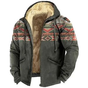 Sweats à capuche pour hommes Sweatshirts 2023 Hiver Polaire Fermeture à glissière pour hommes Vintage Tribal Style Imprimer Vestes à capuche Vêtements Street Manteau d'extérieur à capuche Zipup 231127