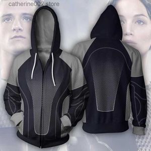 Sweats à capuche pour hommes Sweats 3D Imprimer The Hunger Games Sweat à capuche Katniss Everdeen Cosplay Hommes Femmes Sweat Zipper Sweat à capuche Sweat Vestes T230719