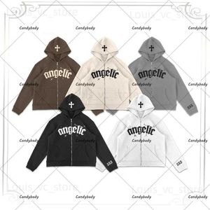 Sudaderas con capucha para hombres Sudaderas Otoño e invierno Cruz americana Suéter con estampado inglés Sudadera con capucha Y2K Street Retro Punk Suéter con cremallera con capucha para hombres y mujeres T230921