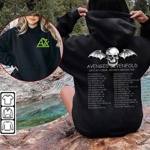 Sweats à capuche masculins Avenged Sevenfold Life Is Es Un rêve North American Tour 2023 Imprimé Hoodie Woman Man Vintage Band Fans Sweat Winter T240510