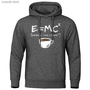 Sweats à capuche pour hommes Sweatshirts Énergie = Lait + Café Imprimé E = MC2 Sweat à capuche drôle Sweats à capuche surdimensionnés pour hommes Mode Sweat-shirt décontracté Street Hip Hop Hoody Man T240110