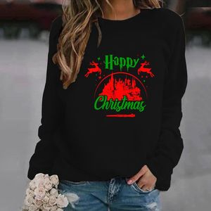 Sweats à capuche pour hommes Sweatshirts Happy Christmas Print Plus Size Women's Fashion Ladies O-cou Pull Top Sudaderas Con Capucha