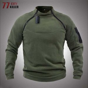 Sweats à capuche pour hommes Sweat-shirts Veste tactique extérieure Hommes Vêtements de chasse militaires Fermetures à glissière chaudes Pull polaire Hommes Couleur unie Coupe-vent Le