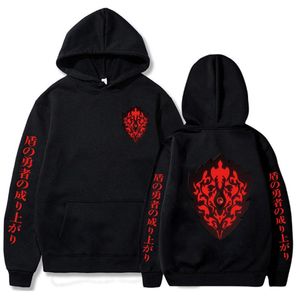 Sweats à capuche pour hommes Sweatshirts The Rising Of Shield Hero Logo Sweat à capuche Anime Mode Pulls Hauts Double Face Extérieur Hiver Unisexe