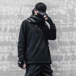 Sudaderas con capucha para hombre Sudaderas Moda masculina Estilo japonés Samurai Negro oscuro Viento funcional Boca de pez Sombrero Sudadera con capucha Chaqueta con capucha Cyberpunk informal para hombre 24328