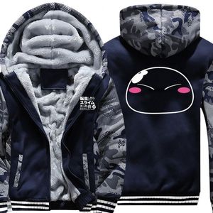 Sudaderas con capucha para hombre Sudaderas con capucha de talla estadounidense Anime Tensei Shitara Slime Datta Ken Sudadera con capucha Manga de camuflaje Chaqueta azul marino con capucha Dr