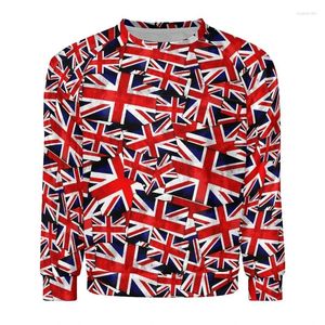Sweats à capuche pour hommes Le drapeau britannique Sweatshirts graphiques pour hommes Vêtements Mode British Streetwear 3D Imprimé Femmes Pulls Garçon À Manches Longues