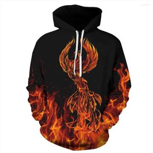 Sudaderas con capucha para hombre, Sudadera con capucha UIDEAZONE Ms 2023 Hip Hop High Street Flame Phoenix, sudadera de estilo chino, Top cálido para monopatín