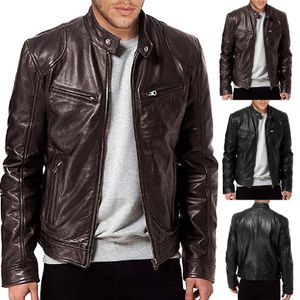 Chaquetas de los hombres Otoño Invierno Moda Hombres Chaqueta de cuero de microfibra Slim Fit Real Biker Vintage Coat Blusas Hombre Boy Cool Coats