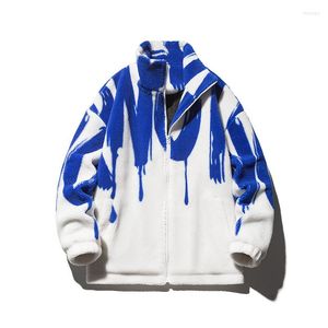 Vestes pour hommes 2023 Arrivée Tie Dye Automne Hiver Épais Chaud Doux Laine D'agneau Fourrure De Mouton Comme Hommes Manteau Unisexe Femmes Baggy Veste Décontractée Couple