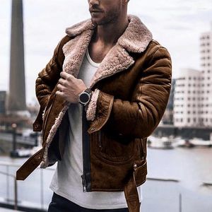 Hommes vestes 2023 élégant hommes Streetwear mode automne hiver en peau de mouton laine doublure manteau décontracté mâle chaud à la mode