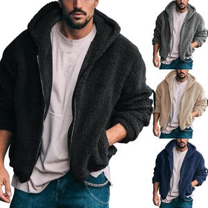 Chaquetas para hombre Abrigo para hombre Tendencia Casual Color sólido Cremallera con capucha engrosada