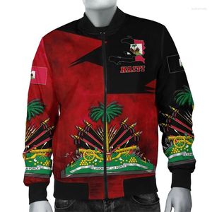 Chaquetas para hombres 2024 Impreso en 3D Chaqueta de Haití Bandera nacional Escudo de armas Hombres Jiackets Mujeres Manga larga Niño Calle Ropa de Navidad