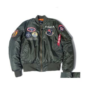 Chaquetas para hombres A / W Usafa Vintage Pilot Bomber Flight Jacket Us Air Force Top Gun Hombres Ropa Marcas Winter Army Usn Ma1 Usmc Embroide Dh3B7