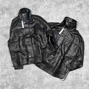 Vestes pour hommes Arnodefrance Veste en cuir Hommes Femmes 1 1 Meilleure qualité surdimensionnée Fonction noire Vestes T231215