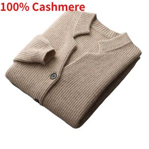 Chaquetas para hombres Llegada Otoño Invierno Alta calidad Cardigan para hombre Suéter 100% Cashmere Abrigo de bolsillo engrosado Color sólido Tamaño S M L XL 2XL 231101