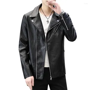Vestes pour hommes Automne et hiver Veste en cuir Mode coréenne Court Top Coat Solid Moto Slim Fit