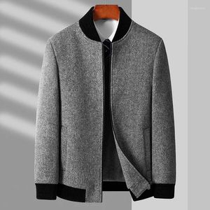 Chaquetas para hombres Otoño Invierno Lana Hombre Lujo Stand Collar Herringbone Abrigos casuales Moda Slim Fit Espesar Hombre