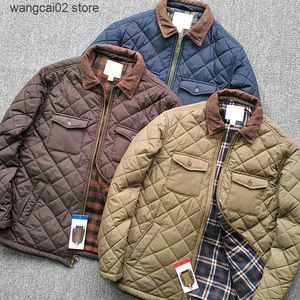 Chaquetas de hombre Chaqueta de algodón con cuello redondo Abrigo de algodón con bolsillo impermeable Chaqueta a cuadros de invierno y primavera para hombre Abrigo informal retro Abrigos para hombre T231017 T231017