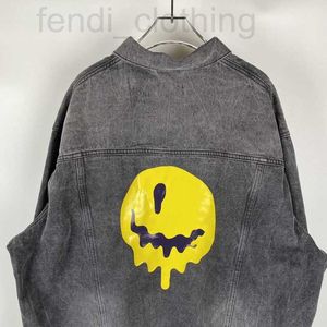 Vestes pour hommes Designer Ghost Face Offset Melting Smile Black Paris Band Veste en jean lâche 19MP