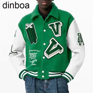 Vestes pour hommes Dinboa OEM Chaîne personnalisée Chenille Patch Broderie Manches en cuir Vintage Baseball Letterman Varsity Jacket pour hommes 231016