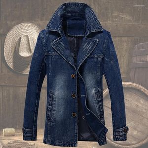 Chaquetas de hombre estilo europeo 2022 moda Vintage lavado masculino cremallera chaqueta de mezclilla hombres Jean azul Otoño Invierno FF1394 L
