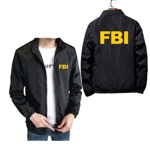 Chaquetas de hombre moda FBI Parint Zippper chaqueta hombres primavera otoño manga larga Casual rompevientos abrigo masculino de gran tamaño Harajuku Streetwear 7xl