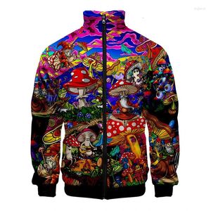 Vestes pour hommes Funny Graffiti Mushroom 3D Imprimer pour hommes Femmes Vêtements Casual Zipper Jacket 2024 Manteau à manches longues Designer Y2K Tops