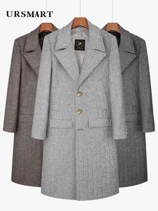 Vestes pour hommes Manteau en laine à chevrons pour hommes ultra long simple boutonnage à la mode décontracté café détachable veste intérieure 231113