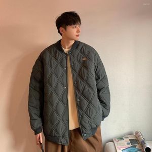 Vestes pour hommes Hong Kong Wind 2022 Winter Wear Quality Diamond Lattice Cotton Jacket