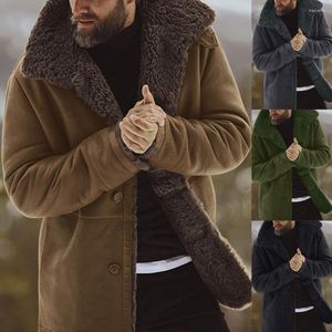 Chaquetas para hombres en ropa exterior de invierno para hombres abrigo grueso cálido chaqueta de piel de oveja de manga larga de lana forrada de montaña de imitación de cordero suelto masculino