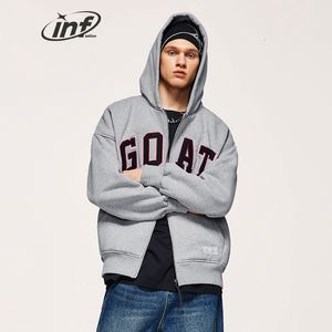 Chaquetas para hombre INFLATION Winter Thick Fleece Warm Jacket Unisex Letter Print Oversize Zip Up Hooded 230729