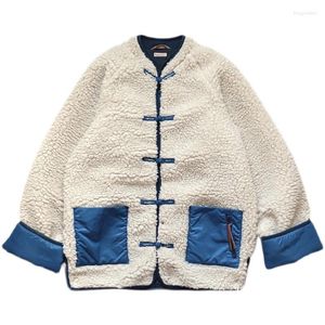 Vestes pour hommes Kapital Japon Style Mode Cachemire Polaire Tang Costume Veste Lâche Hommes et Femmes Beige Épais Manteau Simple Boutonnage