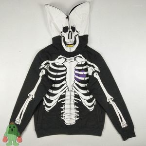 Chaquetas de hombre Kapital Skeleton Print Zip Jacket Dead Serious Dark Fleece Hooded Skull Bone Cardigan Sudadera con capucha Abrigos
