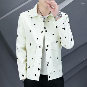 Chaquetas para hombre, abrigos de negocios informales ajustados con estampado de moda coreana para hombre, ropa de calle cortavientos corta de oficina Social de alta calidad