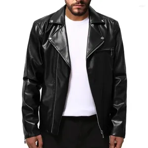 Jackets para hombres Leather Classic Spring Autumn Handon Handsome Horizontal Zipper Motorcycle Chaqueta Vintage Abrigo