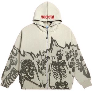 Vestes pour hommes Anime Skull Sweats Sweats Femmes Vintage Gothic Zip Up Long Streetwear Streetwear Loose Coats HARAJUKU LETTRE IMPRESSION SPARTS SWETHIRTS 220928